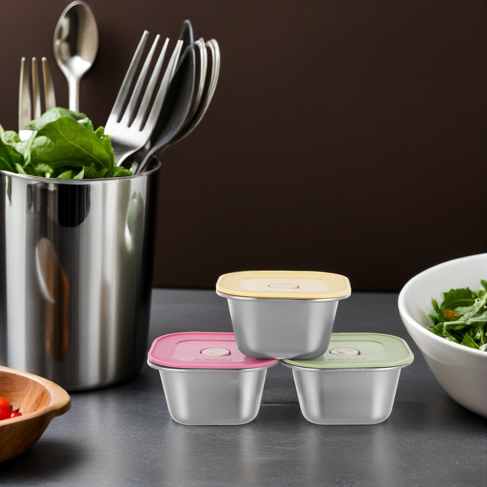 3Pcs Stainless Steel Snack Con - Food Prep Snacks review and price